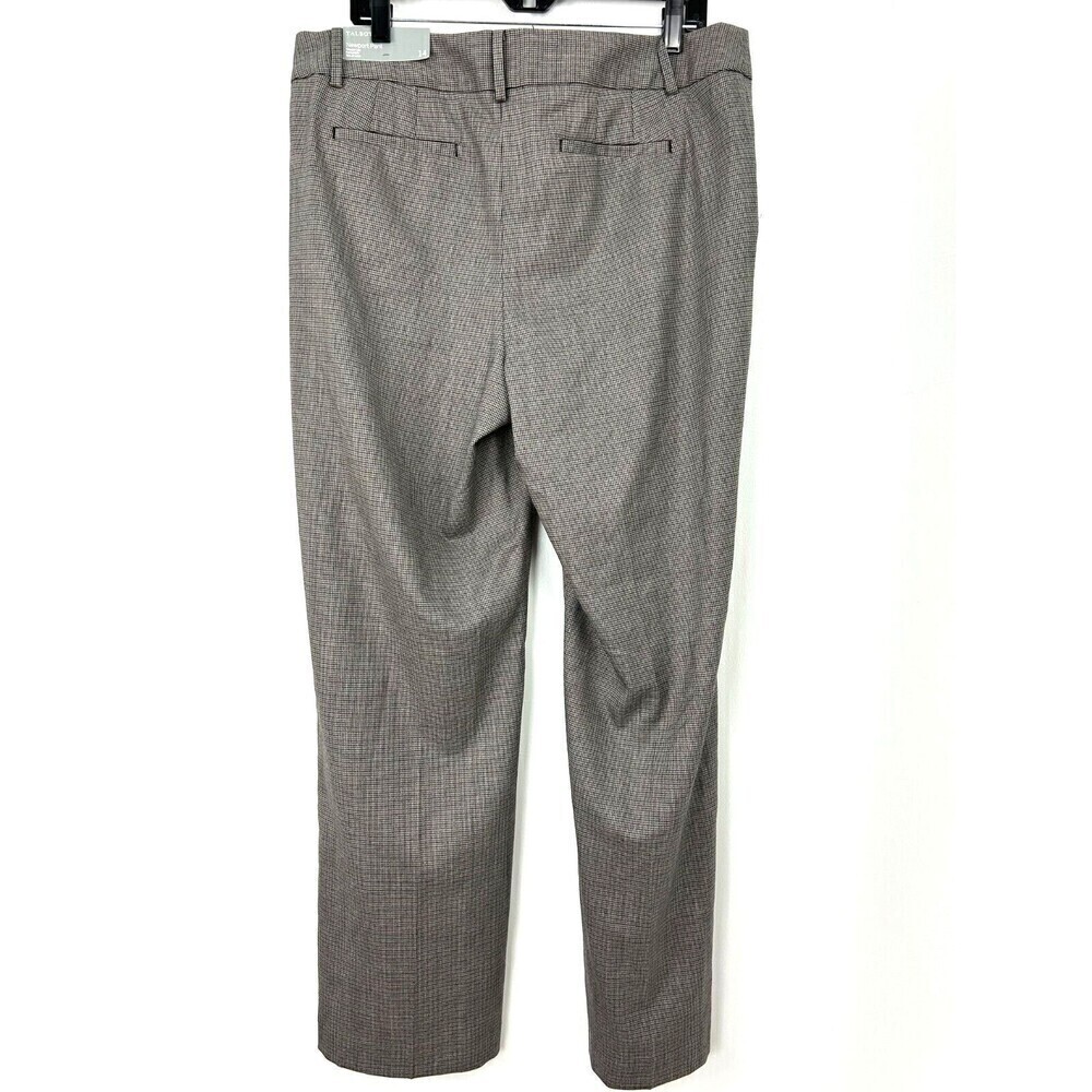 New Talbots Newport Pant Women Size 14 Brown Houndstooth Trouser Wool Blend T2 - Picture 4 of 12